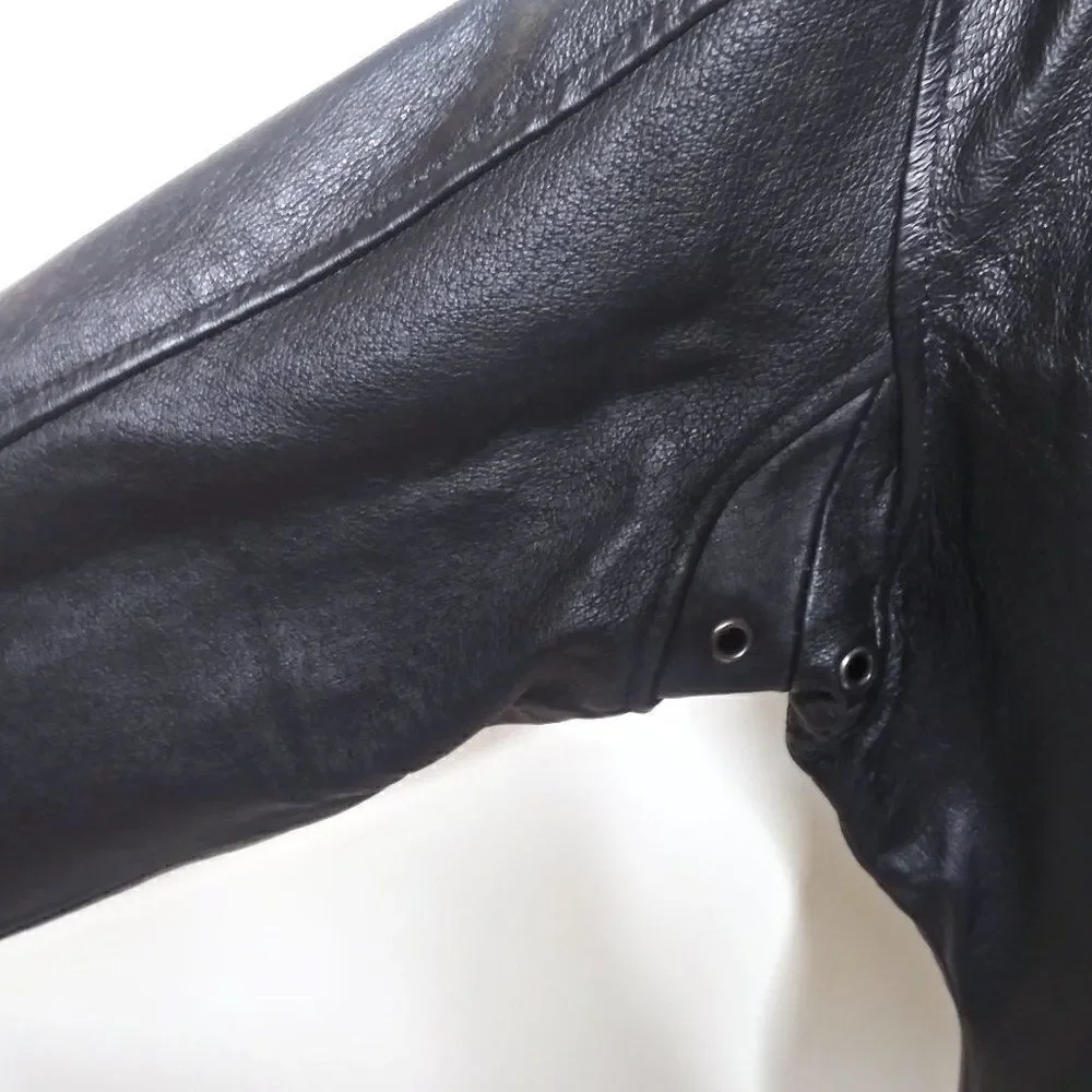 Vintage BIKER'S CLUB Leather Motorcycle Jacket‎ 80's Biker Moto Black Unisex XL